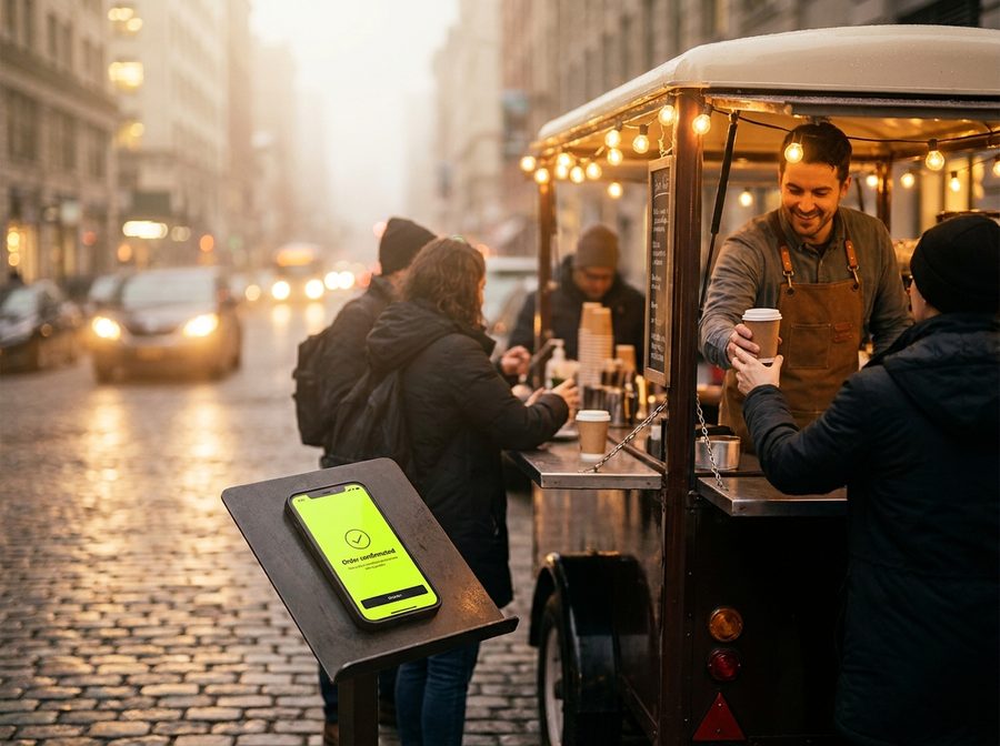 Coffee cart using Shiftly to take orders